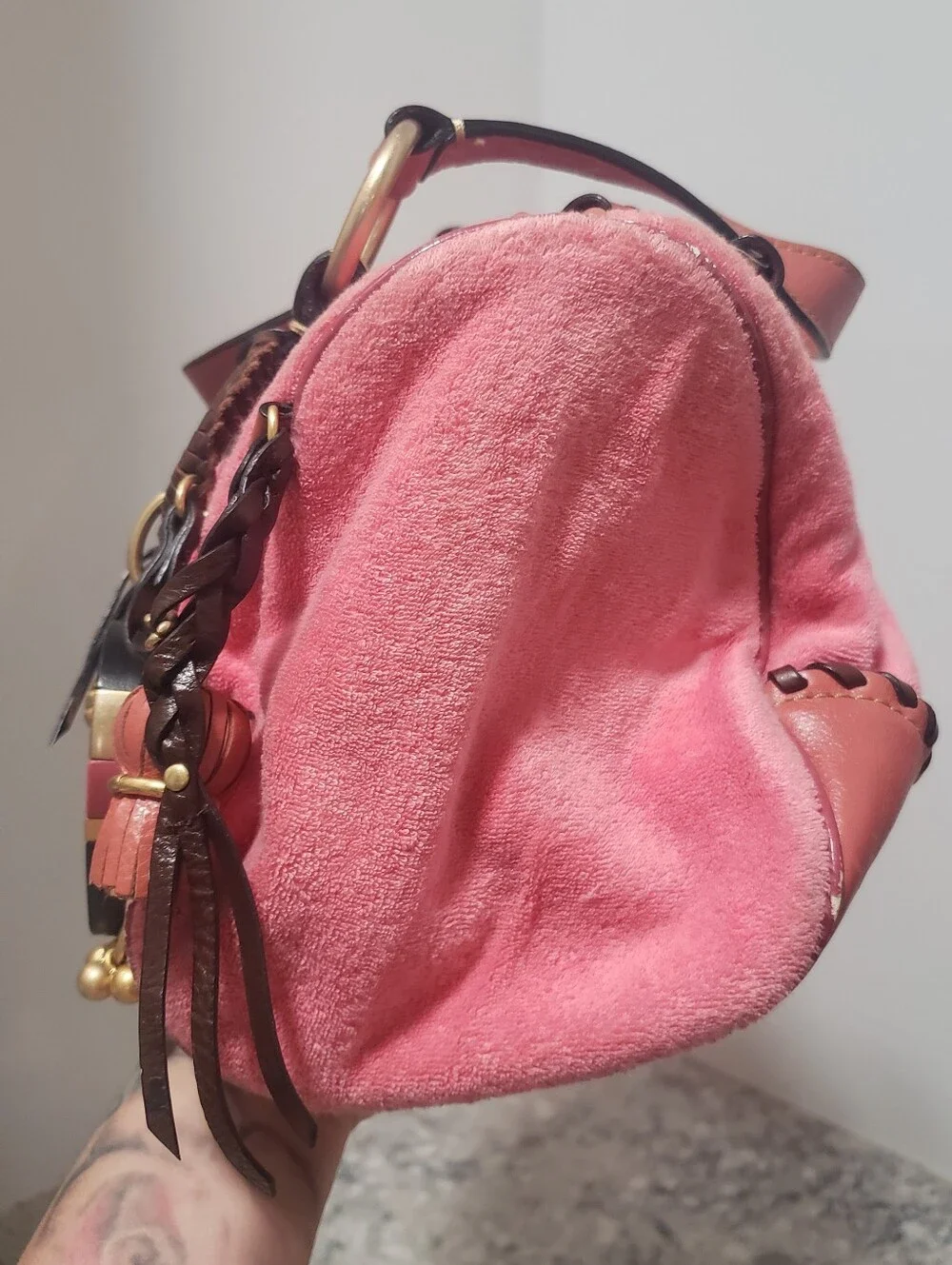 Juicy Couture Y2K Vintage Pink Terrycloth Satchel Purse